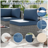 SUNLEI 5pcs Patio Furniture Sets Conversation Set, Low Back All-Weather Rattan Sectional Sofa with Tea Table&Washable Couch Cushions, Outdoor Furniture Set (Silver Rattan) SUNLEI