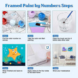 Canrichshop 4 Pack Framed Paint by Numbers Kit for Kids 8-12,Easy Kids Paint by Number Beginner,Cute Sea Animals Painting Kits for Ages 4-6,DIY Acrylic Oil Painting Kid for Wall Decor 8X8in Canrichshop