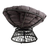 OSP Home Furnishings Wicker Papasan Chair with 360-Degree Swivel, Grey Frame with Grey Cushion OSP Home Furnishings