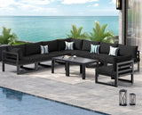 NICESOUL 10 Piece Oversized Modular Aluminum Outdoor Furniture Set, 29" Deep Wide Sectional Seating, 500 lbs High Weight Capacity Weather Resistant Patio Conversation Set for Backyard Poolside, Black NICESOUL