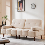 Furnify Cloud Couch, 76" Loveseat Sofa Bed with Removable Armrest, Boucle Sherpa Sofa Bed, Comfy Upholstered Sleeper Sofa for Living Room, Bedroom, Office, Beige Teddy Furnify