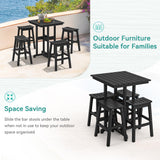 Homenjoy 37.5" H Outdoor Bar Table，HDPE Bar Height Table with Weather Resistant Top, Square Outdoor Patio Table, Black Homenjoy