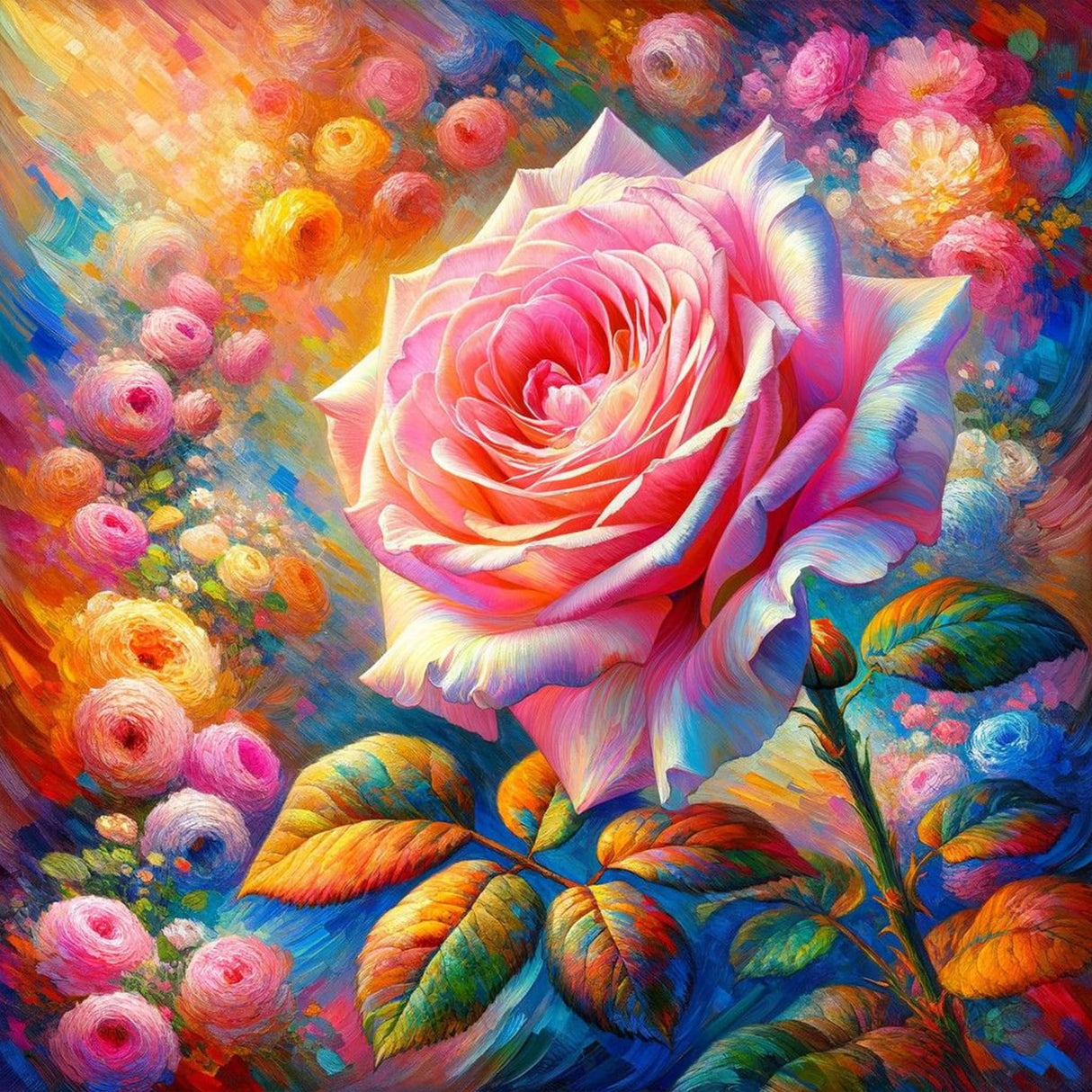 ijbnhd Rose Diamond Painting Kit for Adults, Rose Diamond Art Kits for Adults, Flower Gem Art for Home Wall Decor 14X14inch ijbnhd