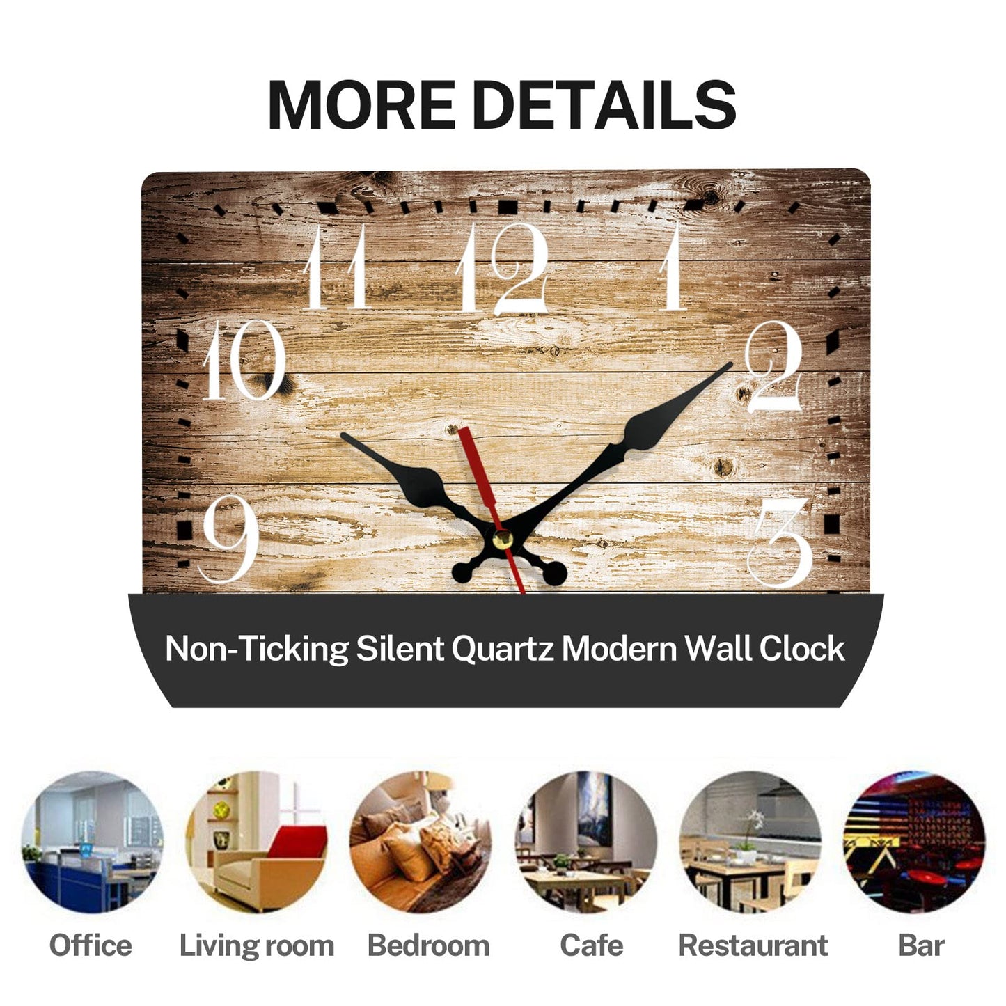 ArtSocket Wooden Wall Clock Silent Non-Ticking, Brown Grain Cracked Ancient Dirty Fence Gray Rustic Coastal Square Wall Clocks Decor for Home Kitchen Living Room Office(12 Inch) - WoodArtSupply