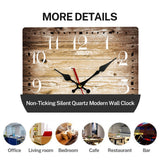 ArtSocket Wooden Wall Clock Silent Non-Ticking, Brown Grain Cracked Ancient Dirty Fence Gray Rustic Coastal Square Wall Clocks Decor for Home Kitchen Living Room Office(12 Inch) ArtSocket