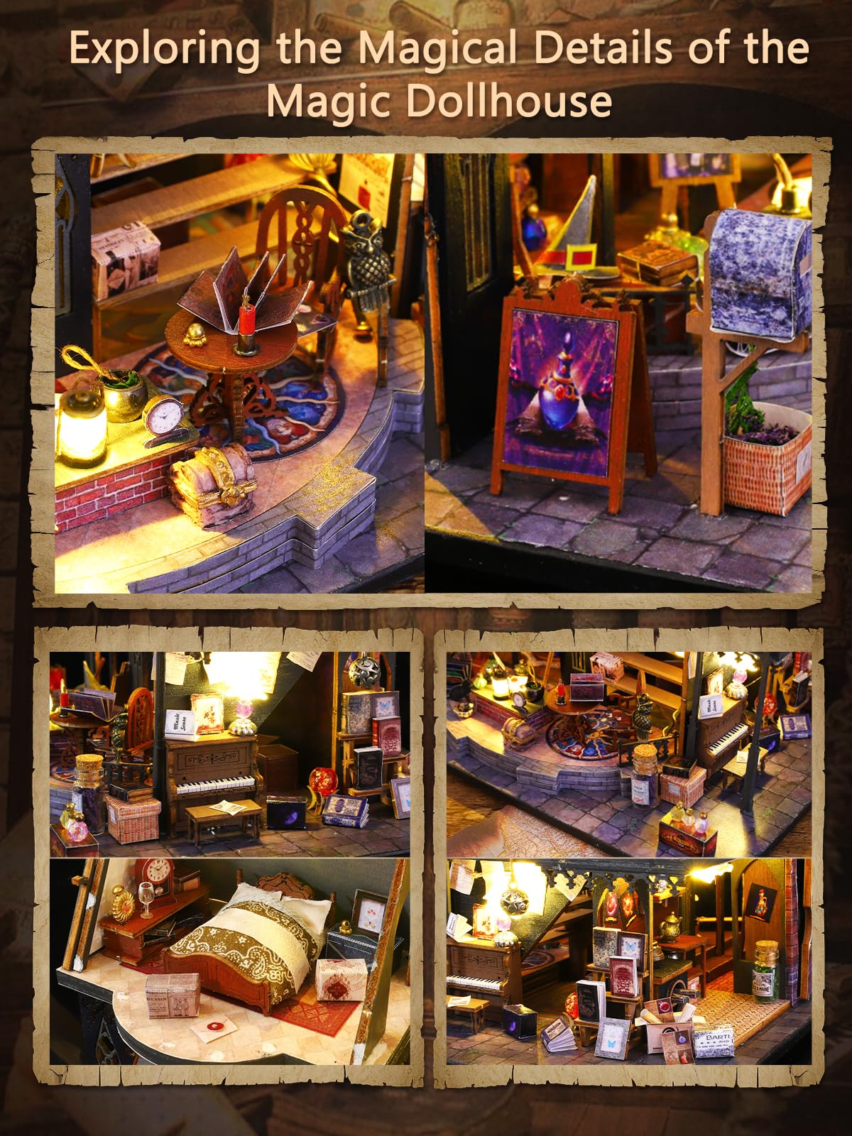 DIY Dollhouse Set, Miniature Doll House Kit with LED Accessories Furniture, 3D Wooden Puzzles for Adults, Craft Gifts for Teens Girls Boys Ages 12+ tomyoung