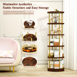 5-Tier Rotating Bookshelf, 360° Swivel Spinning Bookcase Tower - Stackable Narrow Corner Storage Organizer, Tall Floor Standing Display Shelf for Living Room, Bedroom, Office （Gold ） Generic