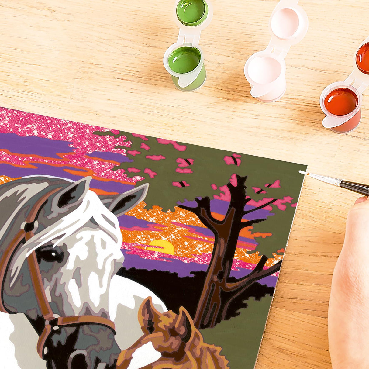 Ravensburger Sunset Horses Paint by Numbers Kit for Kids - 20052 - Painting Arts and Crafts for Ages 9 and Up Ravensburger