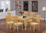 East West Furniture CAVA7-OAK-C 7 Piece Dining Table Set Consist of a Rectangle Wooden Table and 6 Linen Fabric Dining Room Chairs, 36x60 Inch, Oak East West Furniture