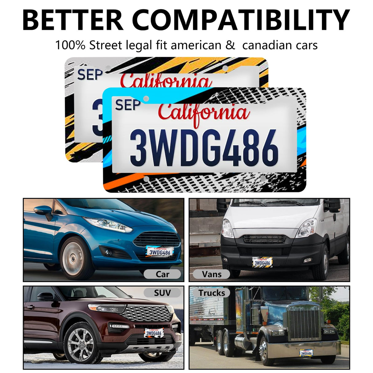 6 Pack Sublimation License Plate Frame Blanks,Metal Aluminum car Tag White,Thermal Transfer DIY Custom Picture Design for Blank License Plates Frame(12.2x6.3x0.04) Cevhzoe