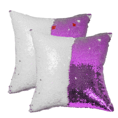 JYFLZQ Sublimation Sequin Pillow Case Blanks 16''x16'' - Set of 2 Lavender Reversible Flip Sequin Pillow Cushion Covers, Personalized for Kids, Friends, Mom