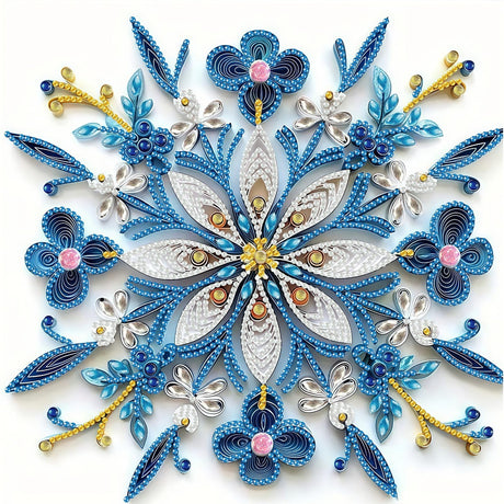 BYGFHLYW 5D Crystal Art Diamond Painting Kits for Adults, Elegant Blue Mandala Flower Diamond Art Kits for Adults Beginner, DIY Diamonds Dot Gem Painting for Home Wall Decor 11.8x11.8inch BYGFHLYW