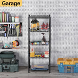 VETALLO Wire Shelving Units,5 Tier Metal Shelves,Storage Rack Small Shelf, Utility Narrow Standing Racks Unit for Kitchen,Garage, Pantry, Laundry,Bathroom,Closet Organizer (16.6" L x 11.8" W x 53" H) VETALLO