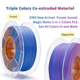 ZIRO PLA Filament 1.75mm, Matte Multicolors 3D Printer Filament, Color Change with Angle, Tri-Colors 3-in-1 Chrome, Dimensional Accuracy +/-0.03mm, Fit Most FDM 3D Printers,1KG Spool, Purple Sunset ZIRO