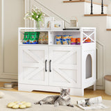 OtterOasis Cat Litter Box Enclosure, Ultra-Large Hidden Litter Box Furniture with Top Opening, Anti-Tipping Fence and 2 Open Drawers, Litter Box Cabinet End Table, White OtterOasis