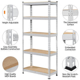 Yaheetech Storage Shelves 5 Tier Garage Shelving Heavy Duty Garage Shelves Adjustable Metal Shelving Unit Utility Rack Industrial Shelving for Warehouse Pantry Closet, 27.5"W x 12"D x 60"H, Silver Yaheetech
