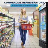 ECEVT 12 Cu.ft. Commercial Refrigerators Glass Door Beverage Refrigerators Commercial Fridge Upright Display Cooler with Soft LED Light and Adjustable Shelves for Restaurant Grocery Stores Home ECEVT