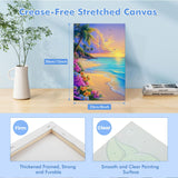 Bowetile Framed Paint by Numbers Sea for Adults Beginners, Adults' Paint-by-Number Landscape Kits, Easy Adult Paint by Number Kits on Canvas, Acrylic Number Painting for Home Decor, 8x12in Bowetile