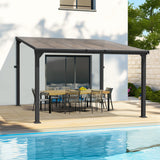 Patiopia 10 * 12FT Pergola,4 * 4 Inch Thickened Pillars & Enlarged Base,Outdoor Hardtop Lean to Gazebo,Wall Mounted Pergola,Pergolas Gazebos Clearance,Aluminum Frame Pergola,UV Resistant Patio Roof PATIOPIA