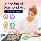 Modern Merch Flowers Diamond Art for Adults Motivational Quote and Sayings 'Do Everything with Love' Inspiring 5D Diamond Painting for Adults, Floral Wall Decor DIY Cross Stitch Round Drill 12x16 Modern Merch