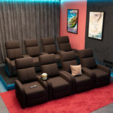 GarveeHome Linen Fabric Manual Recliner Chair, with Side Pocket, High Backrest, Thick Cushion, Adjustable Push Back Recliner, Lazy Lounge Chair for Living Room, Home Theater, Bedroom, Brown GarveeHome