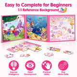 SYNARRY Unicorn Mermaid Princess Magnetic Puzzles for Toddlers 3-5 Girls, 20 Pieces Travel Puzzles for Kids Ages 4-6, Car Airplane Road Trip Activities Toys for 3 4 5 6 Year Old Girls Birthday Gifts SYNARRY