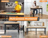 Albott 96x24 Adjustable Workbench, 28.7-38.6" Height, Rubber Wood Top, Heavy-Duty Design with Power Outlets & Hooks, 5000 LB Capacity for Garage, Workshop, Home, or Office Albott