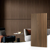 Art3d 2 Wood Slat Acoustic Panels for Wall and Ceiling - 3D Fluted Sound Absorbing Panel with Wood Finish - Walnut Art3d