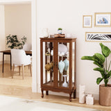 Dolonm Curio Cabinet with Tempered Glass Doors, Curio Cabinets with Mirrored Back Panel and Adjustable Shelves, Lighted Display Cabinet for Home, Dolonm