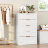 FACBOTALL 5 Drawer Dresser, White Dresser for Bedroom with Wavy Patterns, Wood Dressers with Embedded Handles, Modern Style Chest of Drawers for Living Room Hallway Entryway FACBOTALL