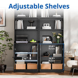 Cozy Castle 75" Tall Book Shelf and Bookcase with 2 Doors, Large 5-Tier Freestanding Bookshelf with 15.7" Depth Storage Cabinet and Adjustable Shelf for Living Room, Office, Bedroom, Black Cozy Castle