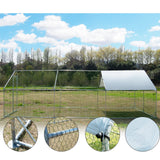 Large Metal Chicken Coop Walk-in Poultry Cage Hen Run House Habitat Spire Shaped Cage with Waterproof and Anti-Ultraviolet Cover for Outdoor Backyard Farm Use (19.68’ L×9.84’ W) Polar Aurora