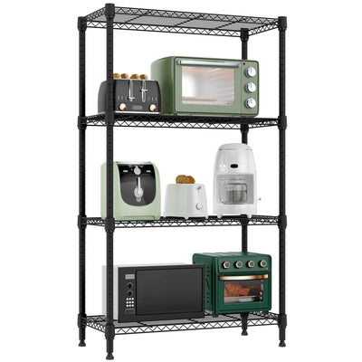 M MZG 1000 lbs 4 Tier Shelf Metal Storage Shelves Wire Rack Closet Organizers for Garage Kitchen Bathroom Laundry Black 11.8" D x 25.6" W x 45.5" H