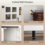 Vividwood Farmhouse TV Stand for 65 70 75 Inch TVs, Entertainment Center with Adjustable Shelves, 2 Barn Doors and Drawers, Storage Media Cabinet for Living Room or Bedroom-White Vividwood