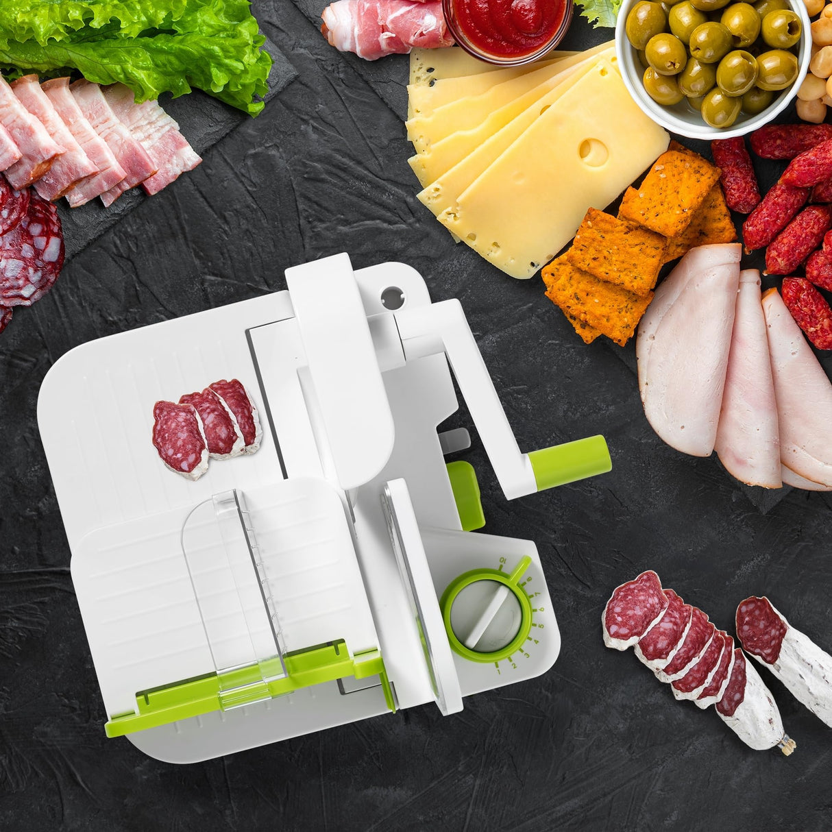 Starfrit Deli Slicer, 11" x 11.8" x 7.9", Green Starfrit