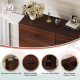 WLIVE Tall Dresser for Bedroom, Wood Chest of Drawers with Mental Handles, Brown Bedroom Dresser with 5 Drawers, Modern Minimalist Closet Store Organizer for Living Room, Hallway WLIVE
