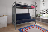 DHP Sammie Twin over Futon Metal Bunk Bed, Silver DHP