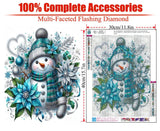 Christmas Diamond Art Kits for Adults, Flowers Snowman with Hat Scarf DIY 5D Round Full Drill Gem Art Kits for Beginner, Winter Diamond Painting Kit for Home Wall Decor 12x16 Inch eniref