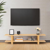 HollyHOME Bamboo TV Stand with Storage for TVs up to 65'', Modern Entertainment Center with 2 Open Shelf, Accent TV Media Console Table for Living Room, Bedroom, 55"(L), Burlywood HollyHOME