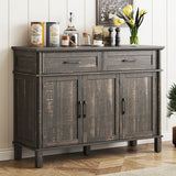 48 Inches Buffet Cabinet with Storage, Farmhouse Sideboard Buffet w/2 Drawers and 3 Doors, Wood Coffee Bar Cabinet with Adjustable Shelves, Sideboard Storage for Kitchen, Living Room, Rustic Brown ONBRILL