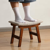 BAMBOO LAND- Bamboo Foot Stools Ottoman, Beige Cushion & Brown Wood Legs, Small Ottoman Foot Rest for Couch BAMBOO LAND