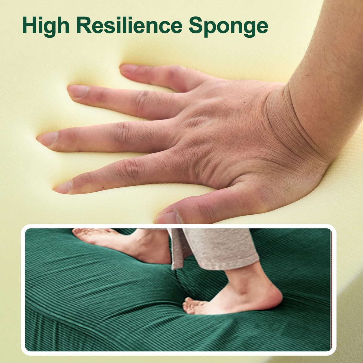 Carzzi-Life 79" Convertible Sofa Bed with Pillows, Corduroy Folding Sleeper Sofa with Fixed-Shape Frame, Boneless Couch for Living Room Bedroom, Floor Sofa Lounge No Assembly Required (Green) Carzzi-Life