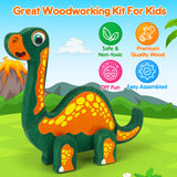 Mocoosy Wooden Dinosaur Painting Art Craft Kit for Kids 3-5, Build & Decorate Your Own Dino Crafts with Paint and Stickers, Wood Dinosaur T-Rex STEM Game Montessoi Toys Educational Gift for Boys Girls Mocoosy