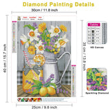 NAIMOER Diamond Art Kit for Adults, Full Drill Diamond DIY 5d Lemon Diamond Art Kits Summer Diamond Art Kits Gem Art Wall Home Decor 12x16 inch NAIMOER