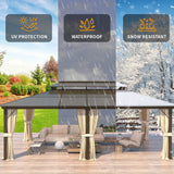 YOLENY 12'x20' Hardtop Gazebo, Outdoor Polycarbonate Double Roof Canopy, Aluminum Frame Permanent Pavilion with Curtains and Netting, Sunshade for Garden, Patio, Lawns YOLENY