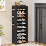 OYREL Large Shoe Rack, Black, 6 Side Pockets, 23.6" Wide x 11.4" Deep x 68.9" Tall, 36-41 Pairs of Shoes OYREL