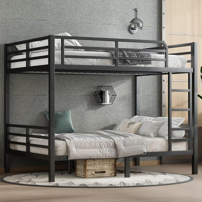 JIJIWANG Metal Full Over Full Bunk Bed for Teens and Adults,Space-Saving/Noise Reduced/No Box Spring Needed, Black