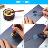 CHUHUAYUAN Wax Seal Stamp Kit - 24 Colors, 624 Pcs Stamp Beads, Sealing Wax Warmer, Metallic Pen & Envelope, Gift & Decoration Set CHUHUAYUAN