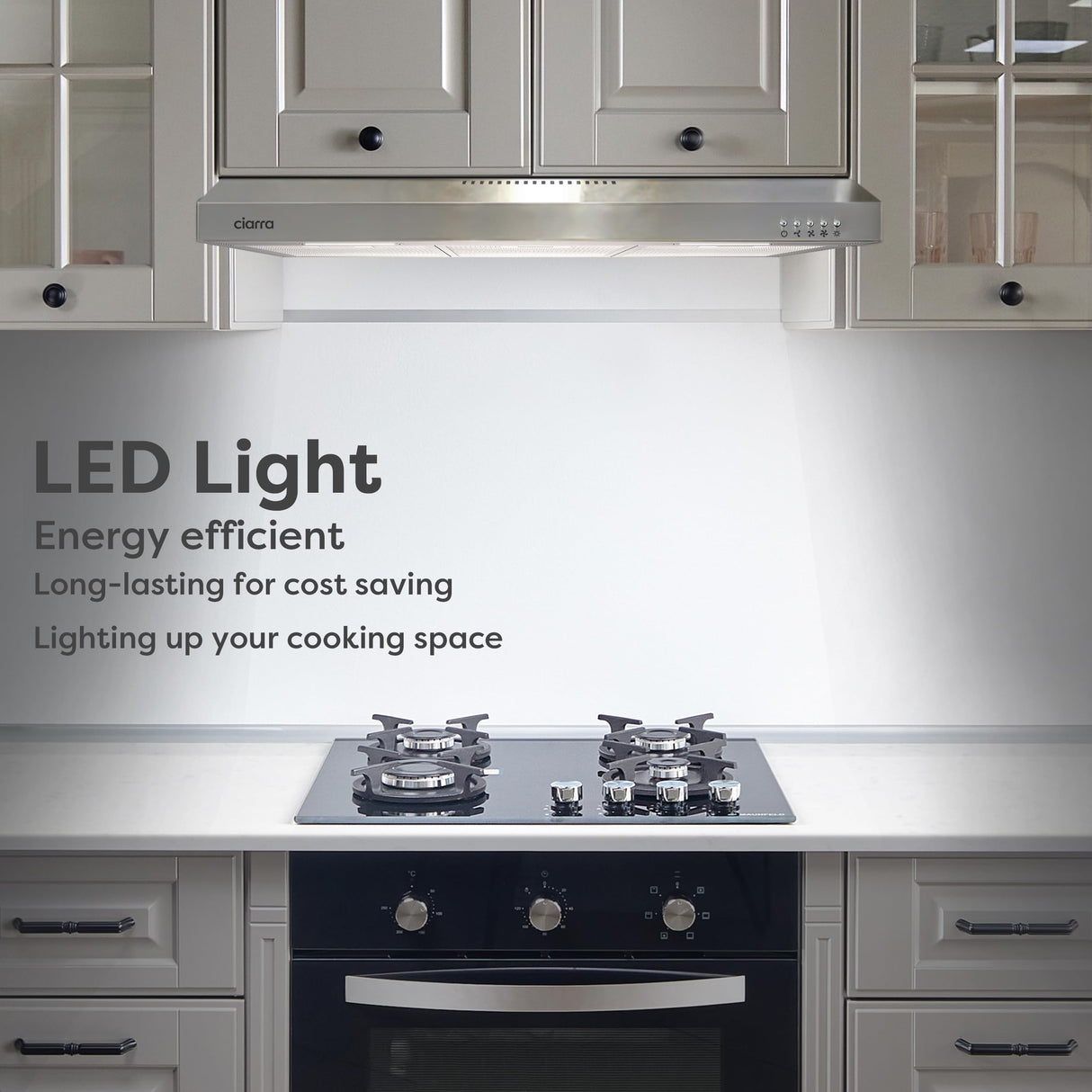 CIARRA Ductless Range Hood 30 inch Under Cabinet Hood Vent for Kitchen Ducted and Ductless Convertible CAS75918A CIARRA