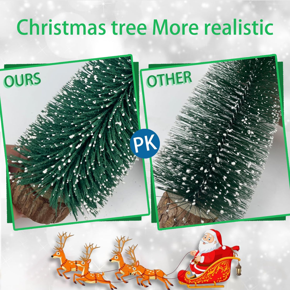NotiGat Mini Christmas Tree Bottle Brush Christmas Trees with Wooden Bases Christmas Decorations for Party Table top decer Christmas Tree （5pcs） NotiGat